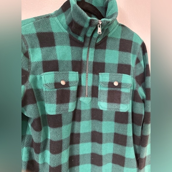 Chaps Women’s Green/Black Buffalo Plaid Fleece Quarter Zip-up. Size: Medium. - Picture 5 of 16